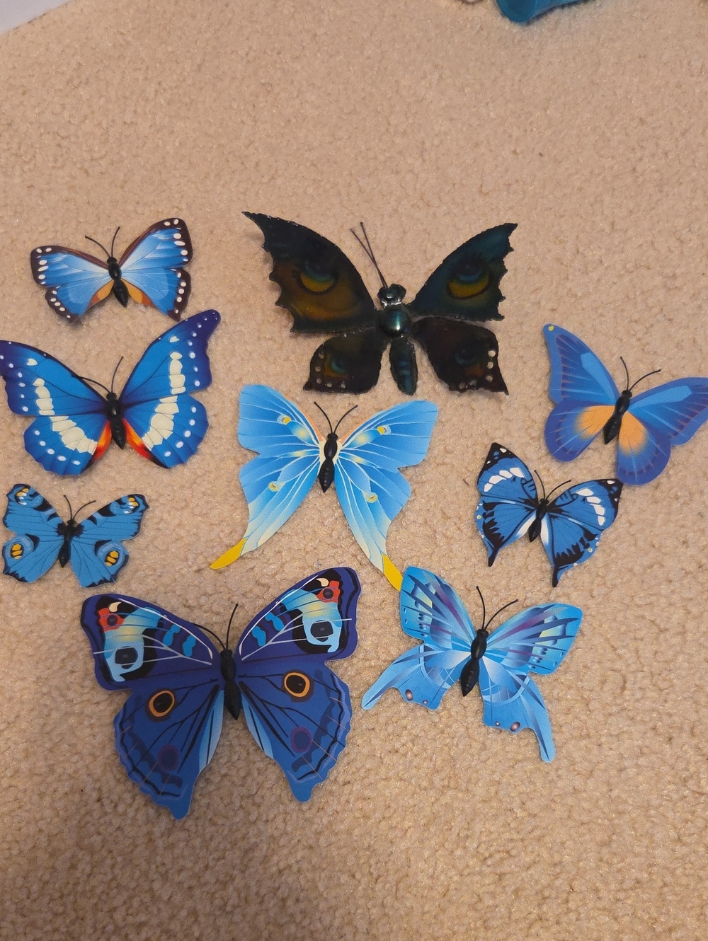 Blue Butterfly Wall Decor Set - Decorative Home Wall Art